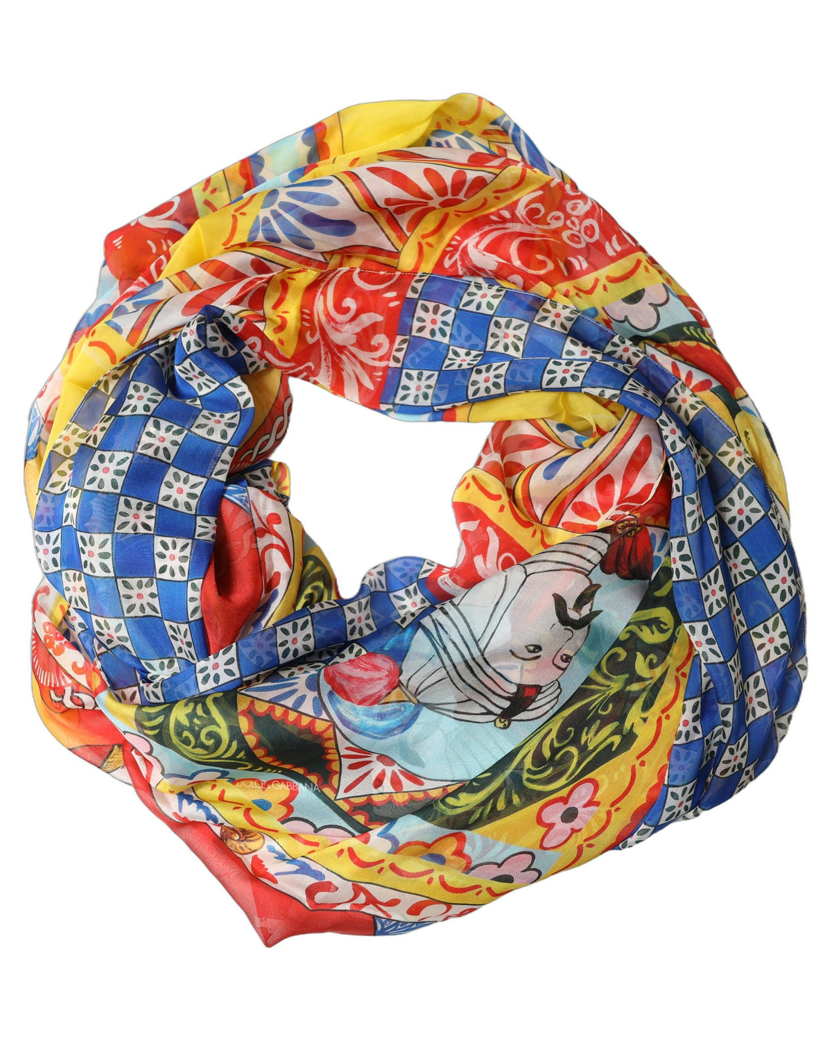 Multicolor Silk Carretto Shawl Stole Scarf