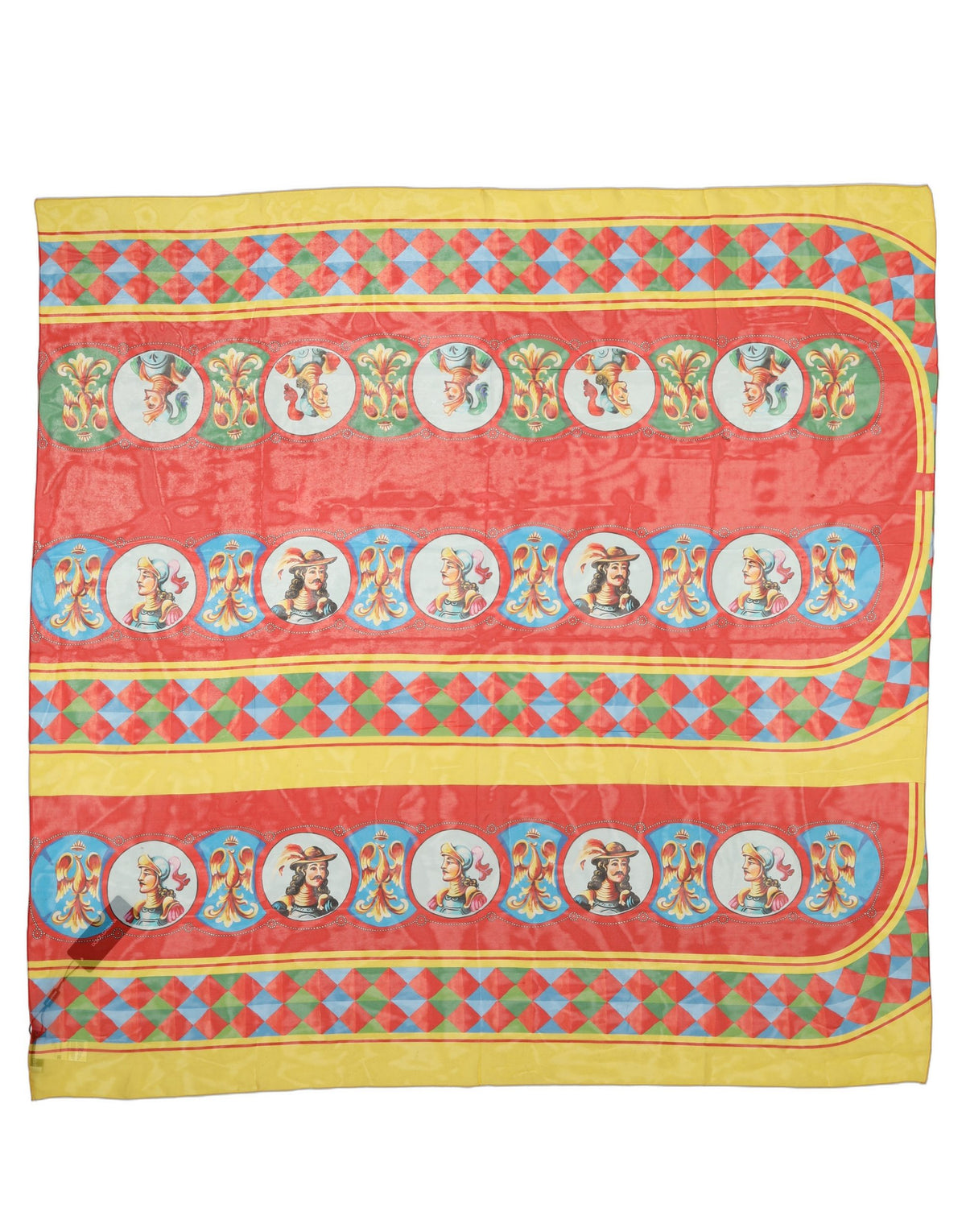 Multicolor Silk Carretto Print Foulard Scarf