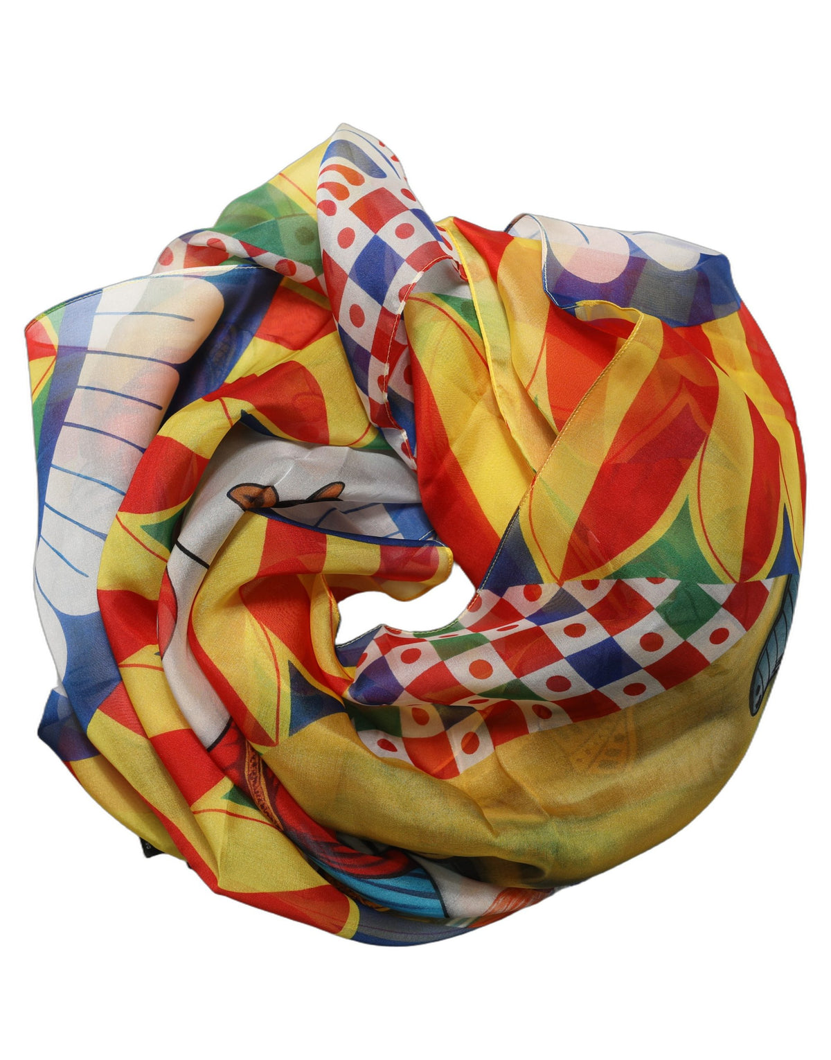 Multicolor Silk Carretto Foulard Scarf