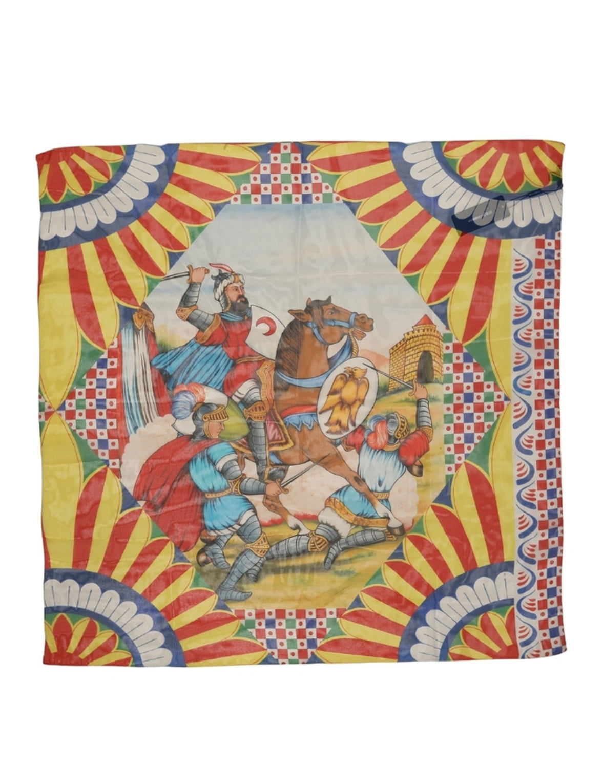 Multicolor Silk Carretto Foulard Scarf