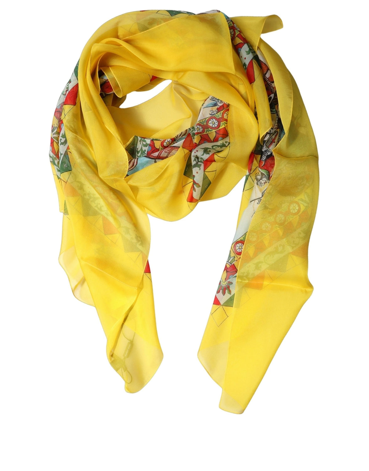 Yellow Silk Printed Shawl Stole Scarf