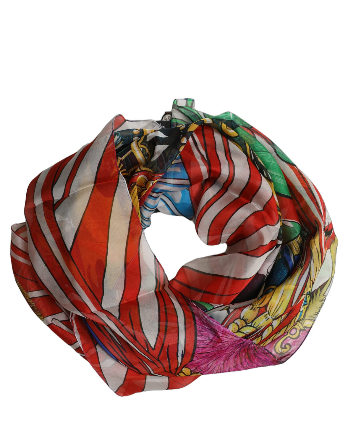 Multicolor Silk Printed Square Foulard Scarf