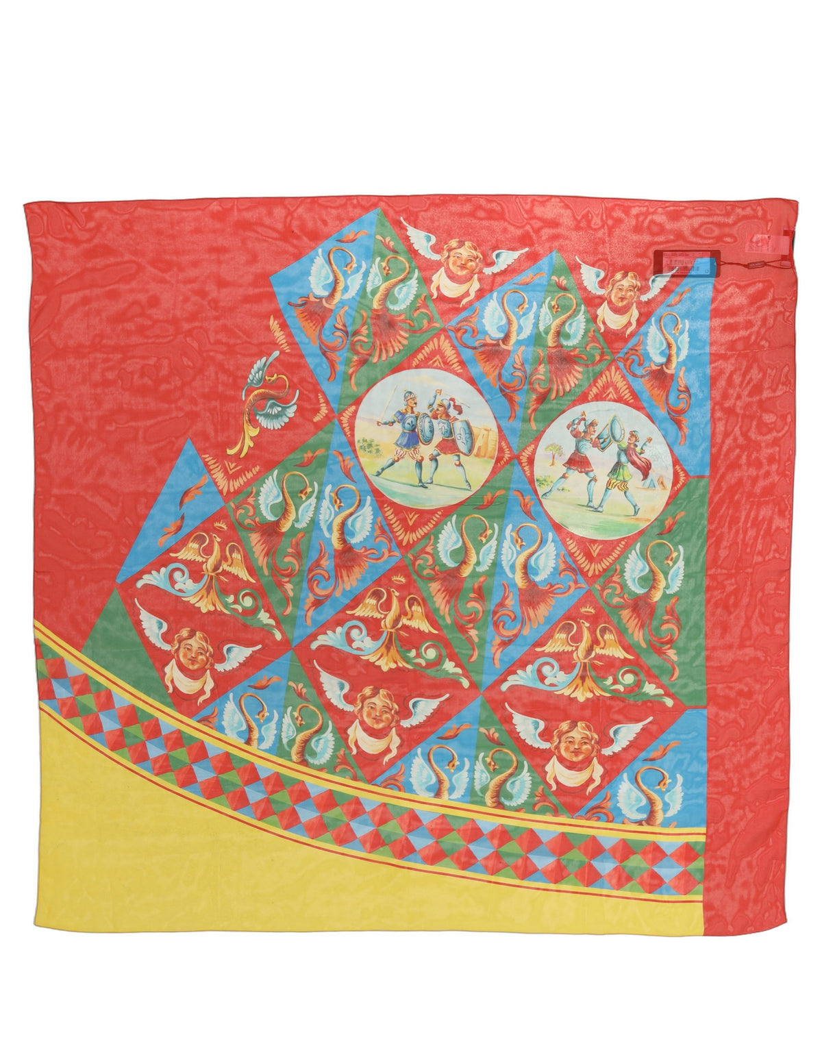 Multicolor Silk Printed Square Foulard Scarf