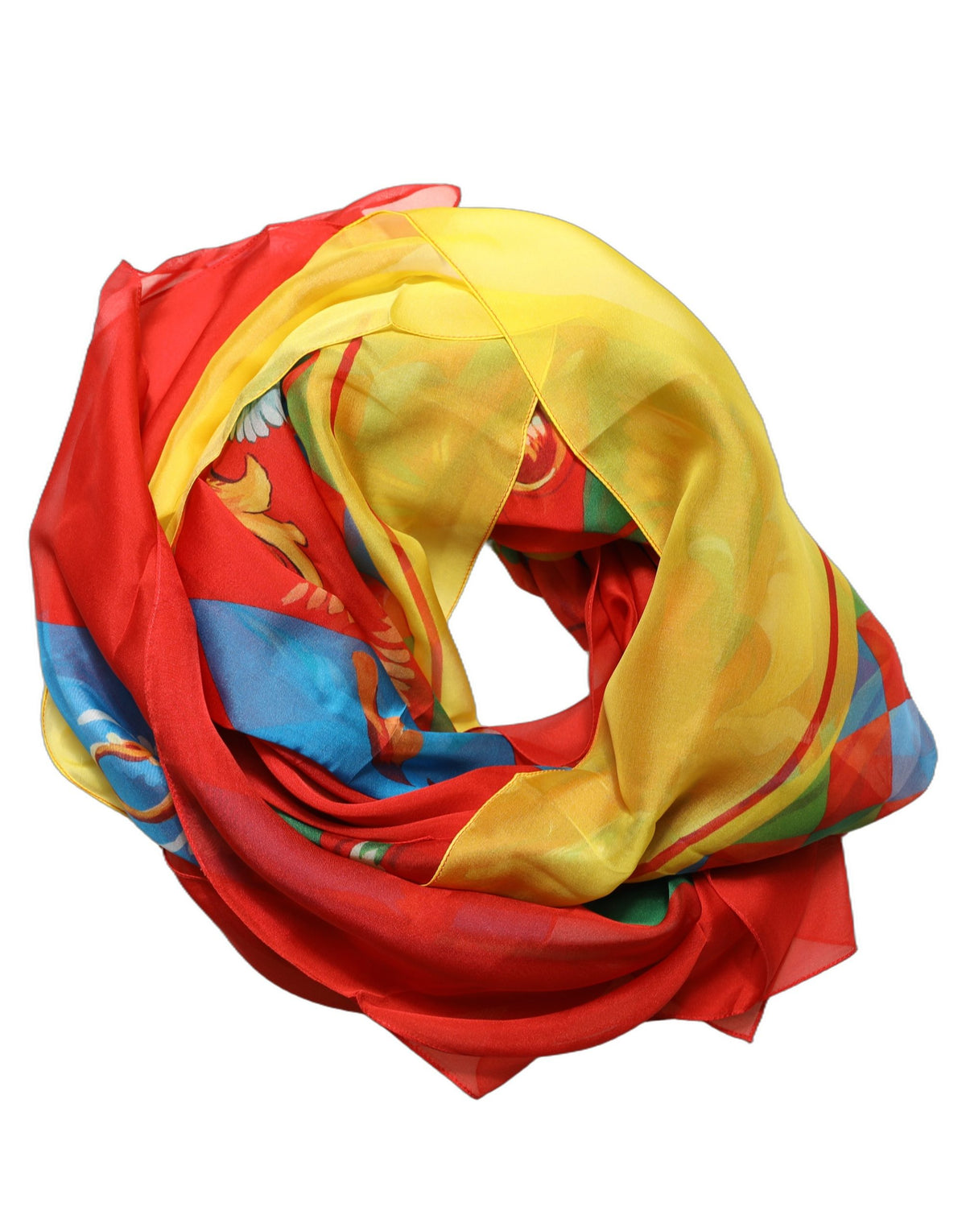 Multicolor Silk Printed Square Foulard Scarf