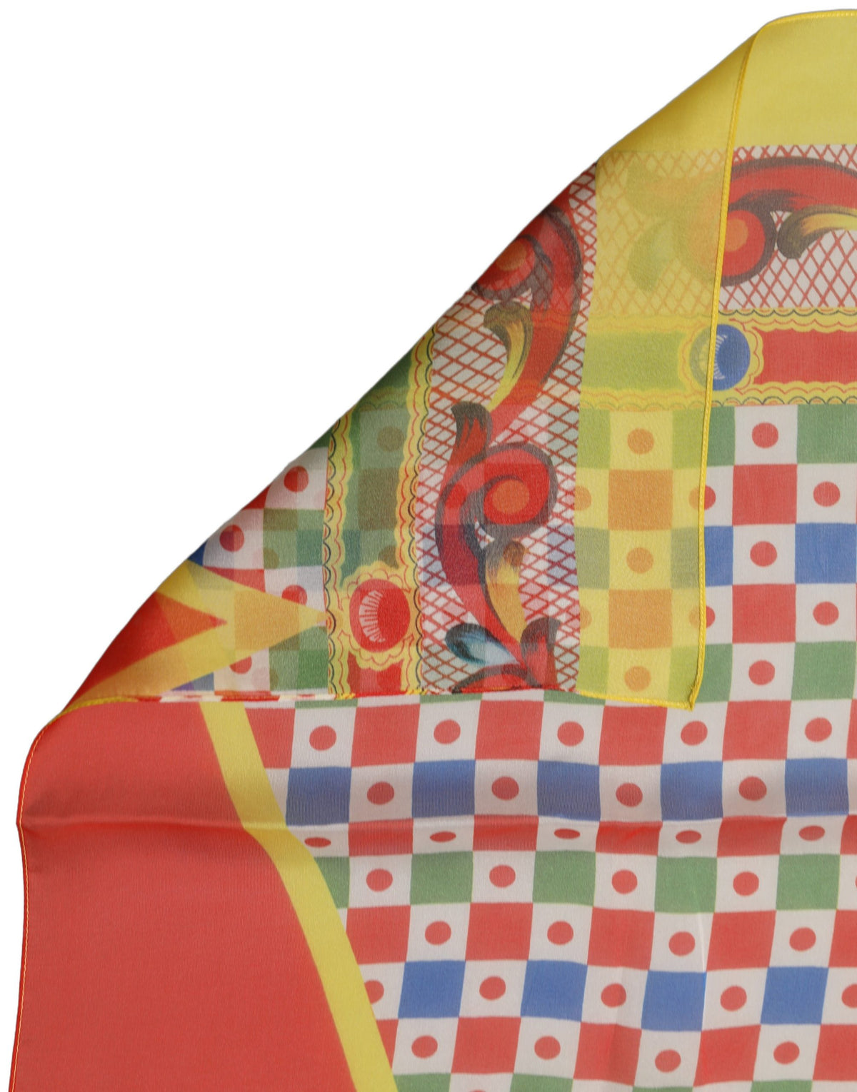 Multicolor Silk Carretto Print Stole Scarf