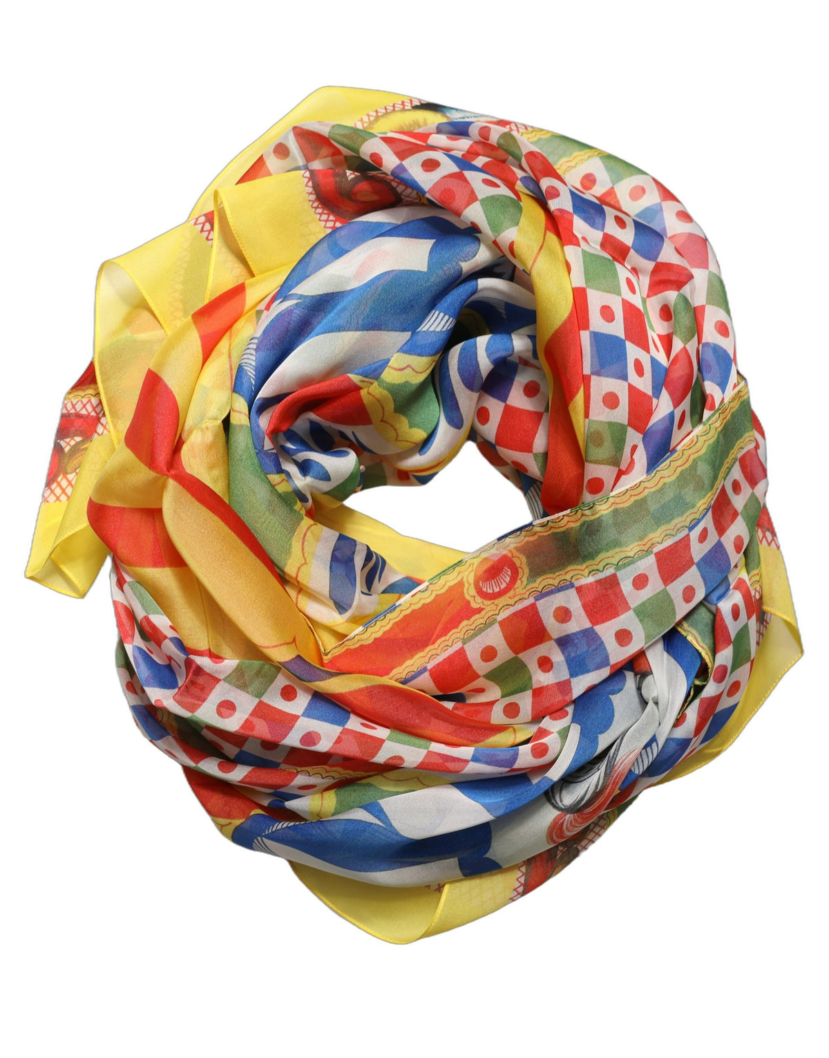 Multicolor Silk Carretto Print Stole Scarf