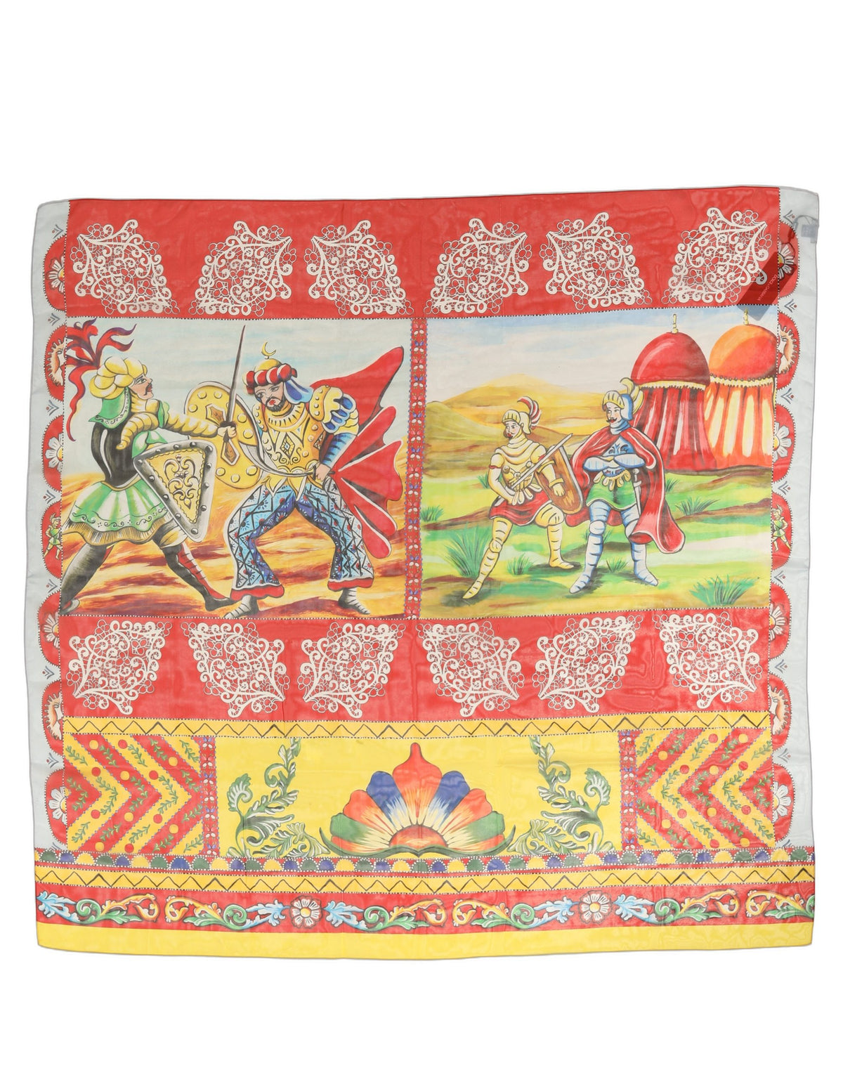 Multicolor Silk Printed Square Foulard Scarf