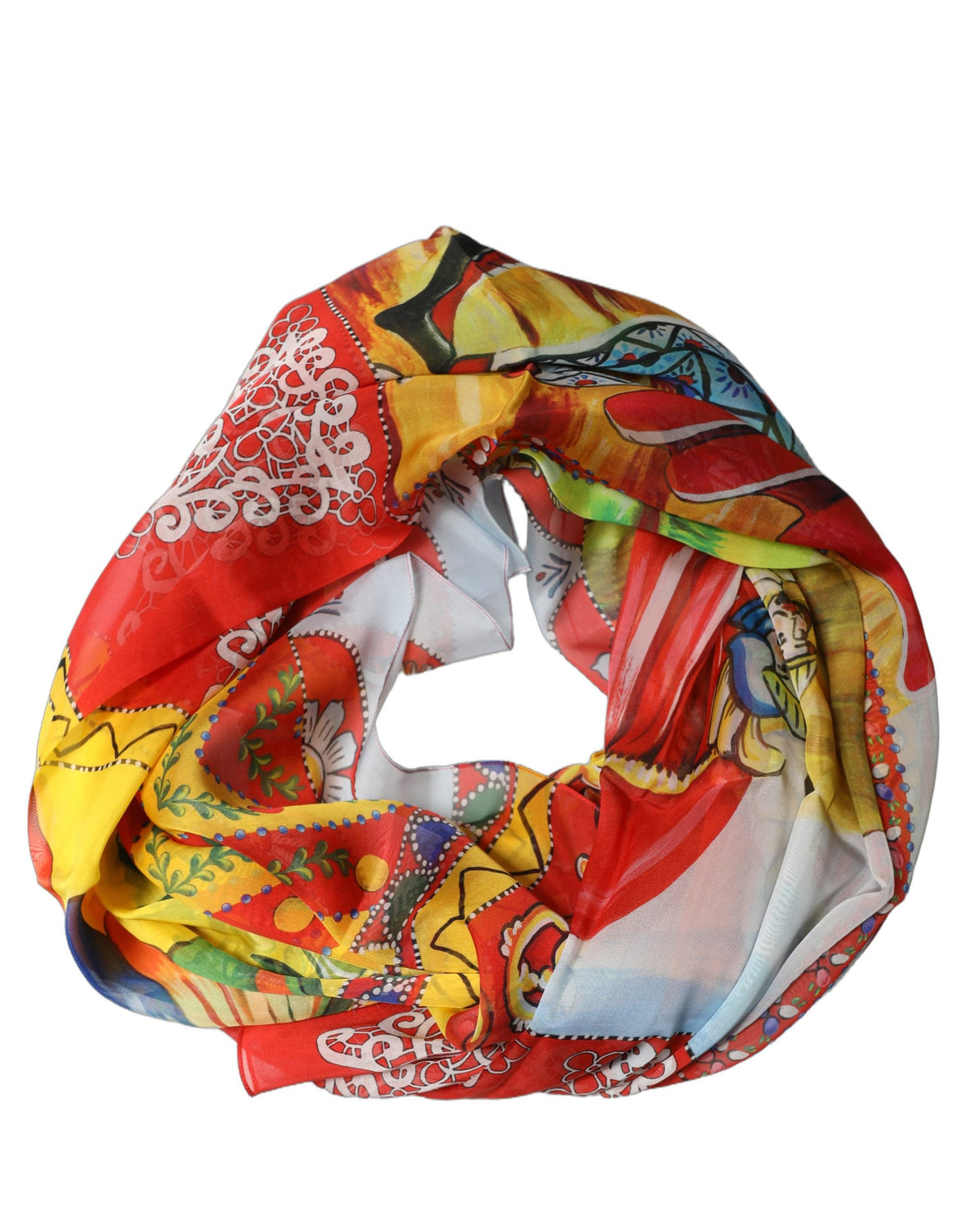 Multicolor Silk Printed Square Foulard Scarf
