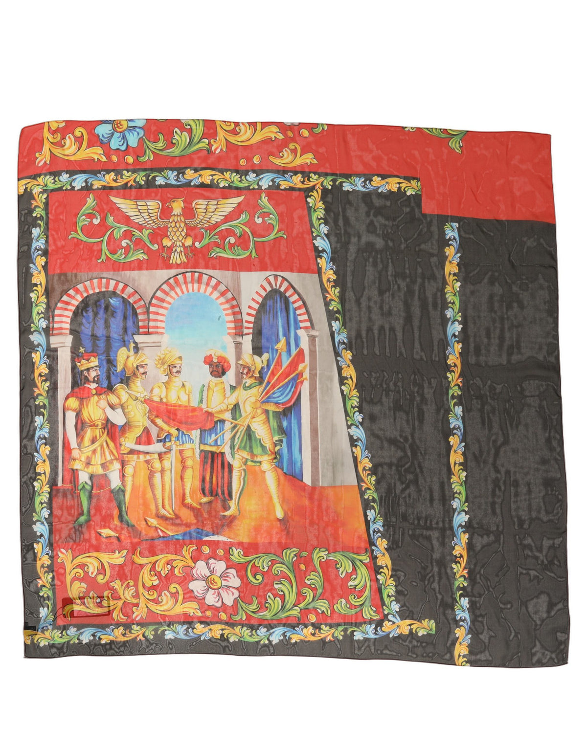 Multicolor Silk Printed Square Foulard Scarf