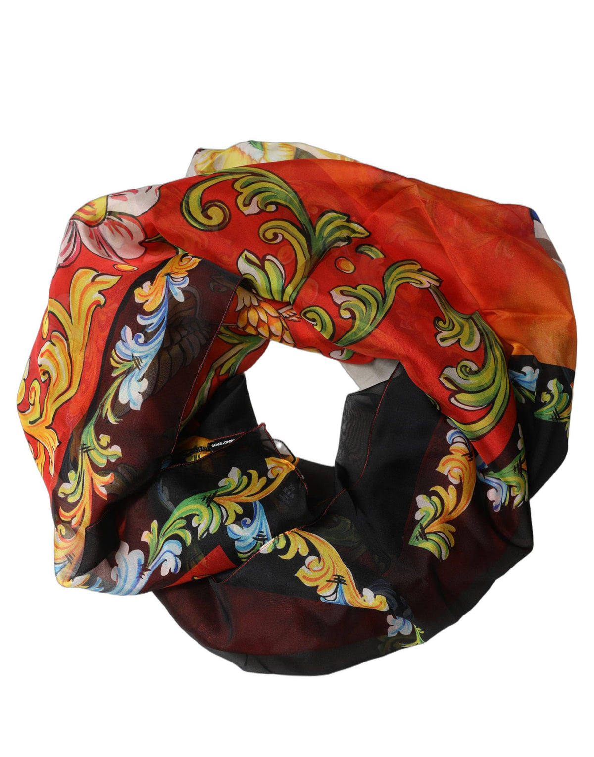 Multicolor Silk Printed Square Foulard Scarf