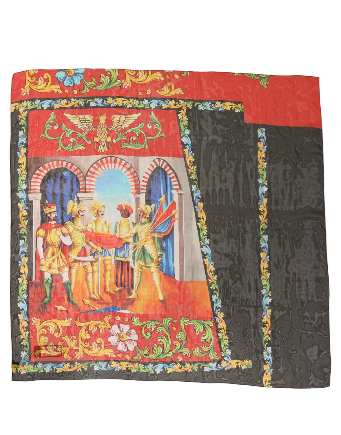 Multicolor Silk Printed Square Foulard Scarf