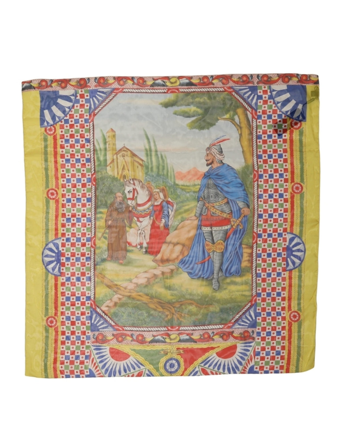 Multicolor Silk Carretto Foulard Scarf