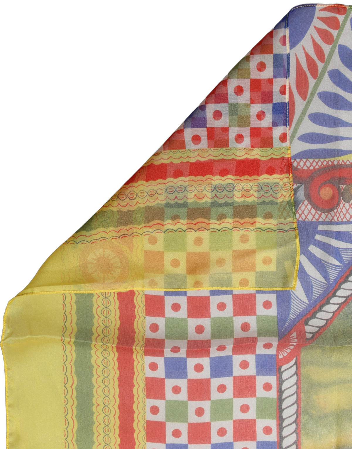 Multicolor Silk Carretto Foulard Scarf
