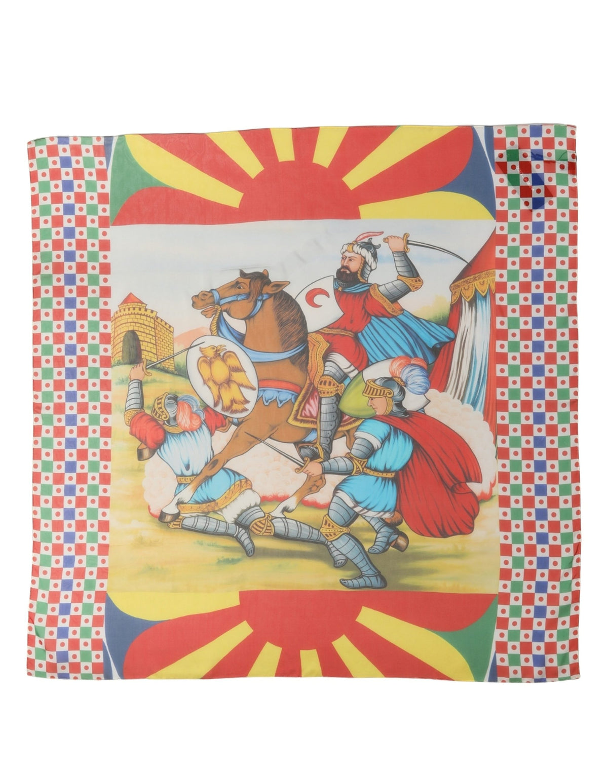 Multicolor Silk Printed Square Foulard Scarf