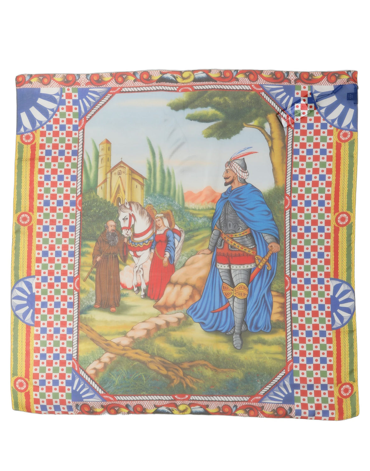 Multicolor Silk Printed Square Foulard Scarf
