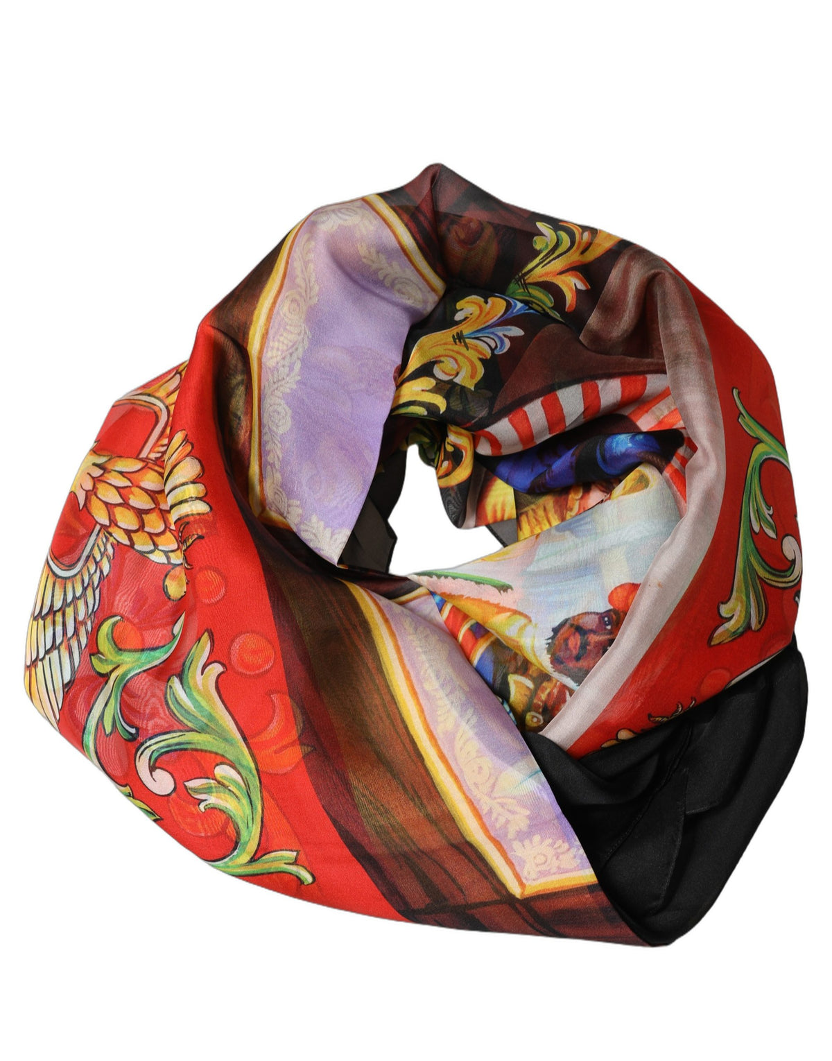 Multicolor Silk Printed Square Foulard Scarf