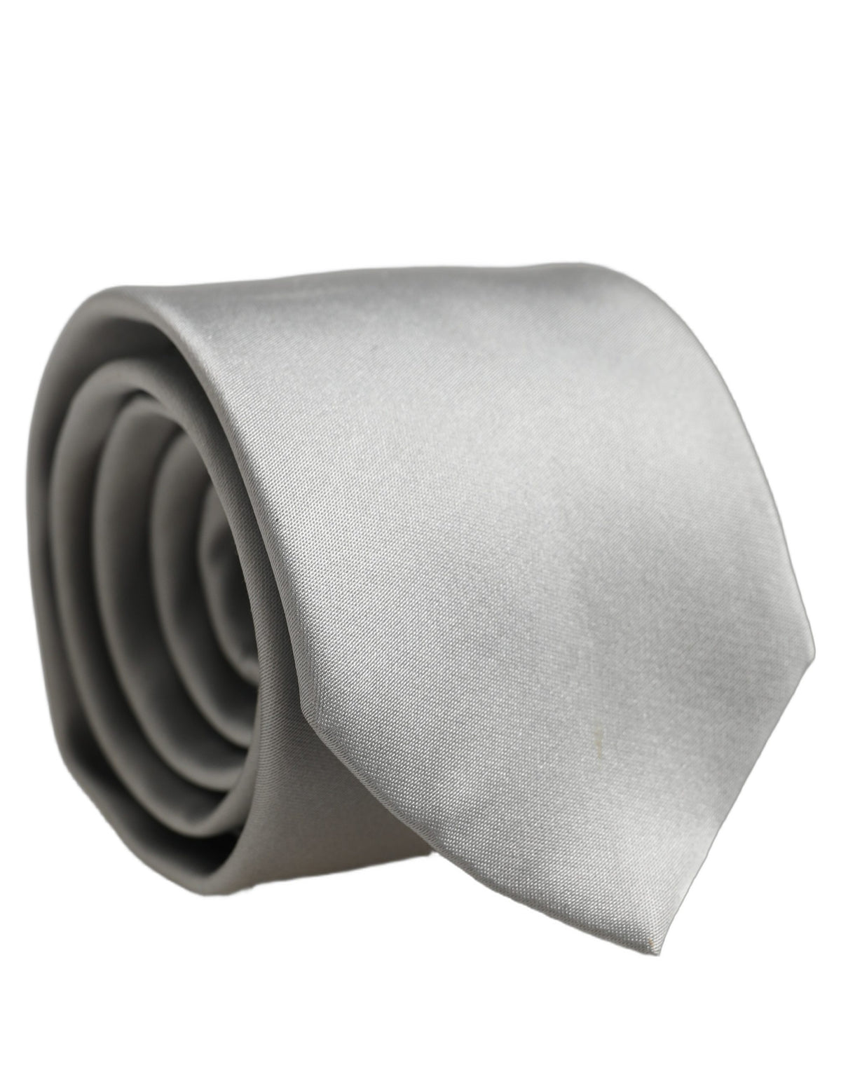 Gray Satin 100% Silk Adjustable Tied Men Necktie Tie