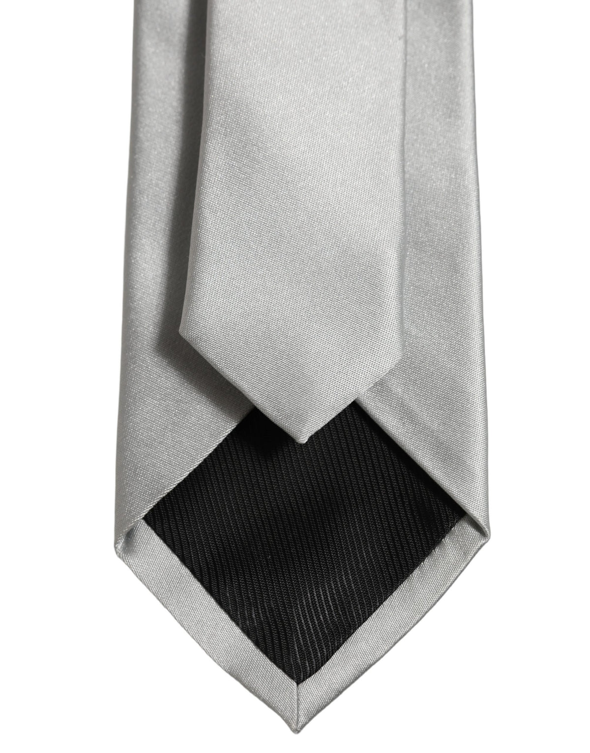 Gray Satin 100% Silk Adjustable Tied Men Necktie Tie