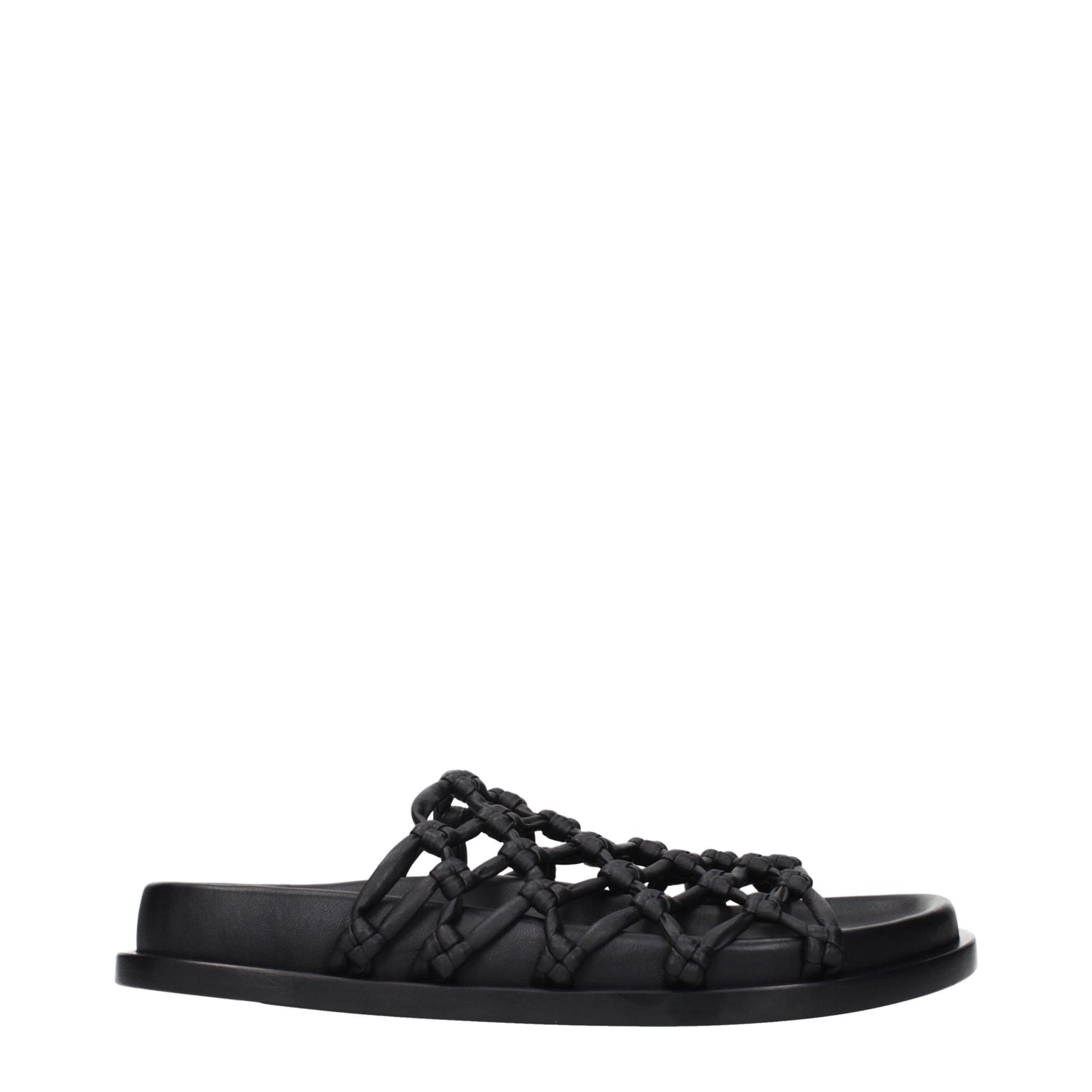 Black Leather Slippers