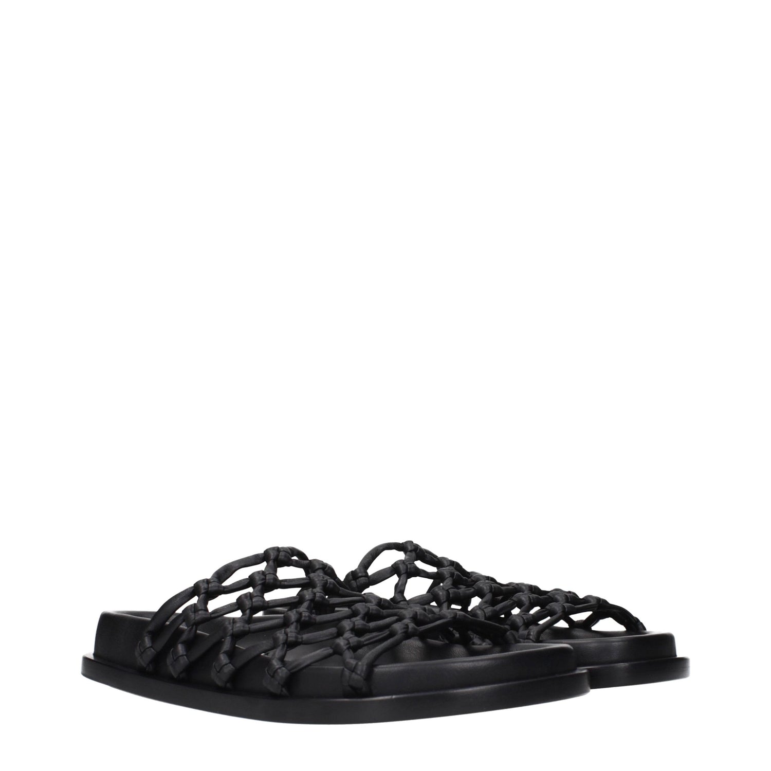 Black Leather Slippers