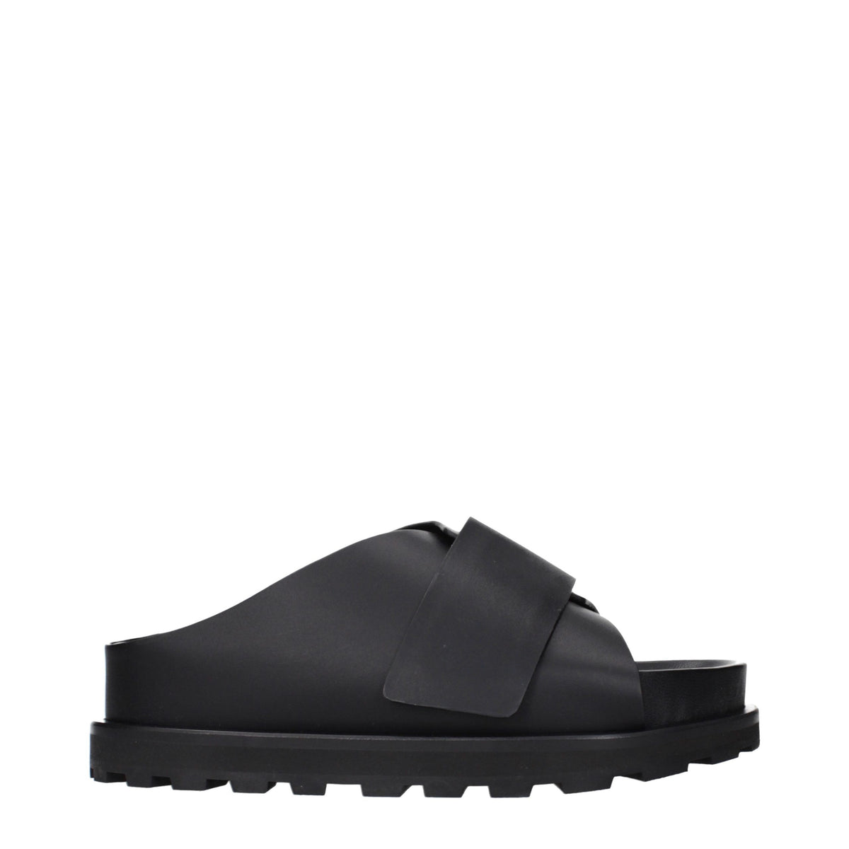 Black Leather Slippers