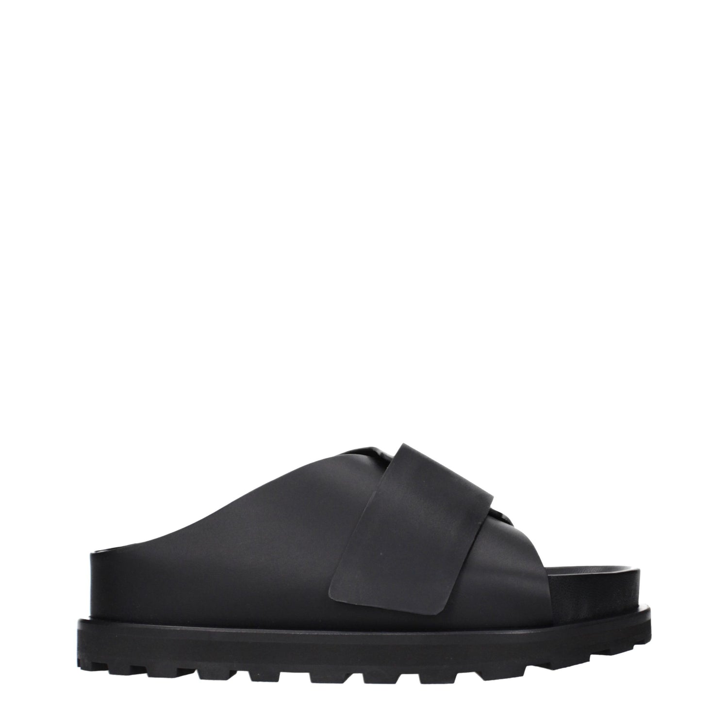 Black Leather Slippers