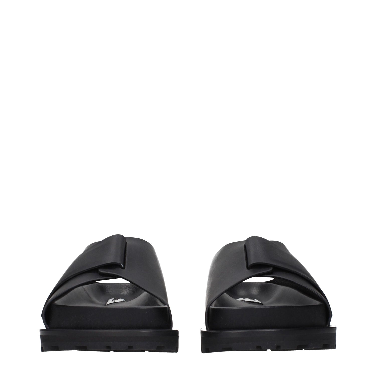 Black Leather Slippers