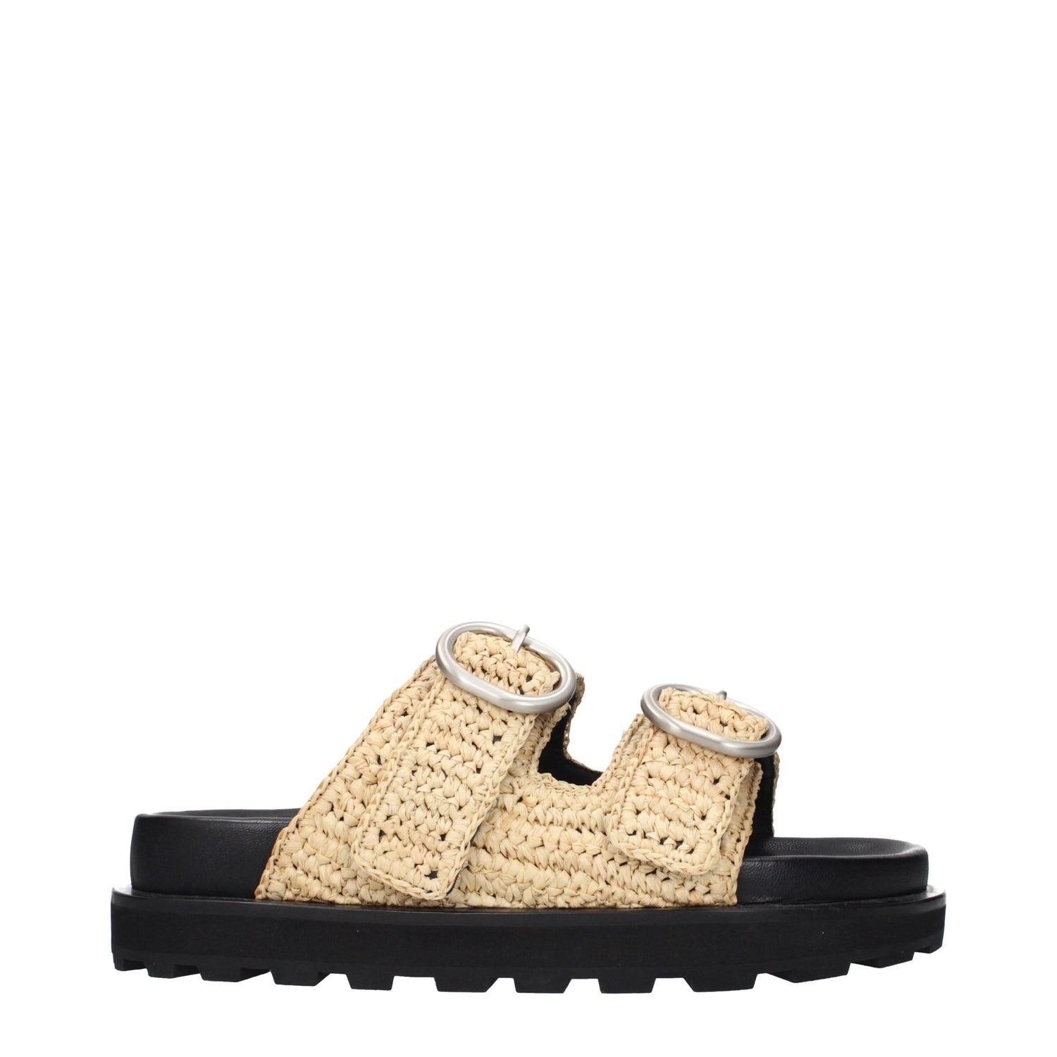 Beige Raffia Slippers