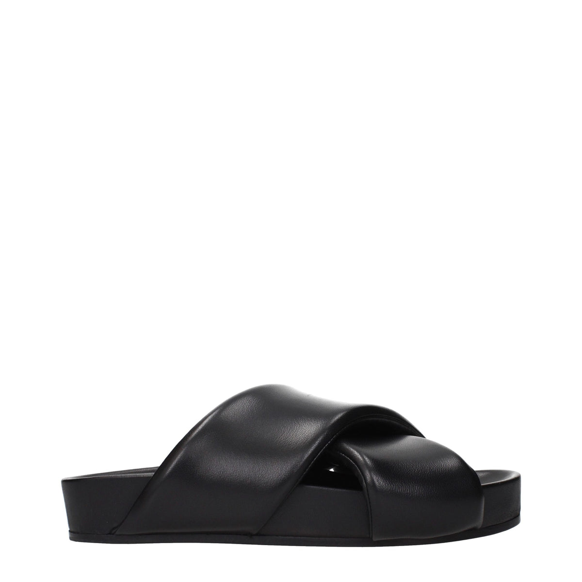 Black Leather Slippers
