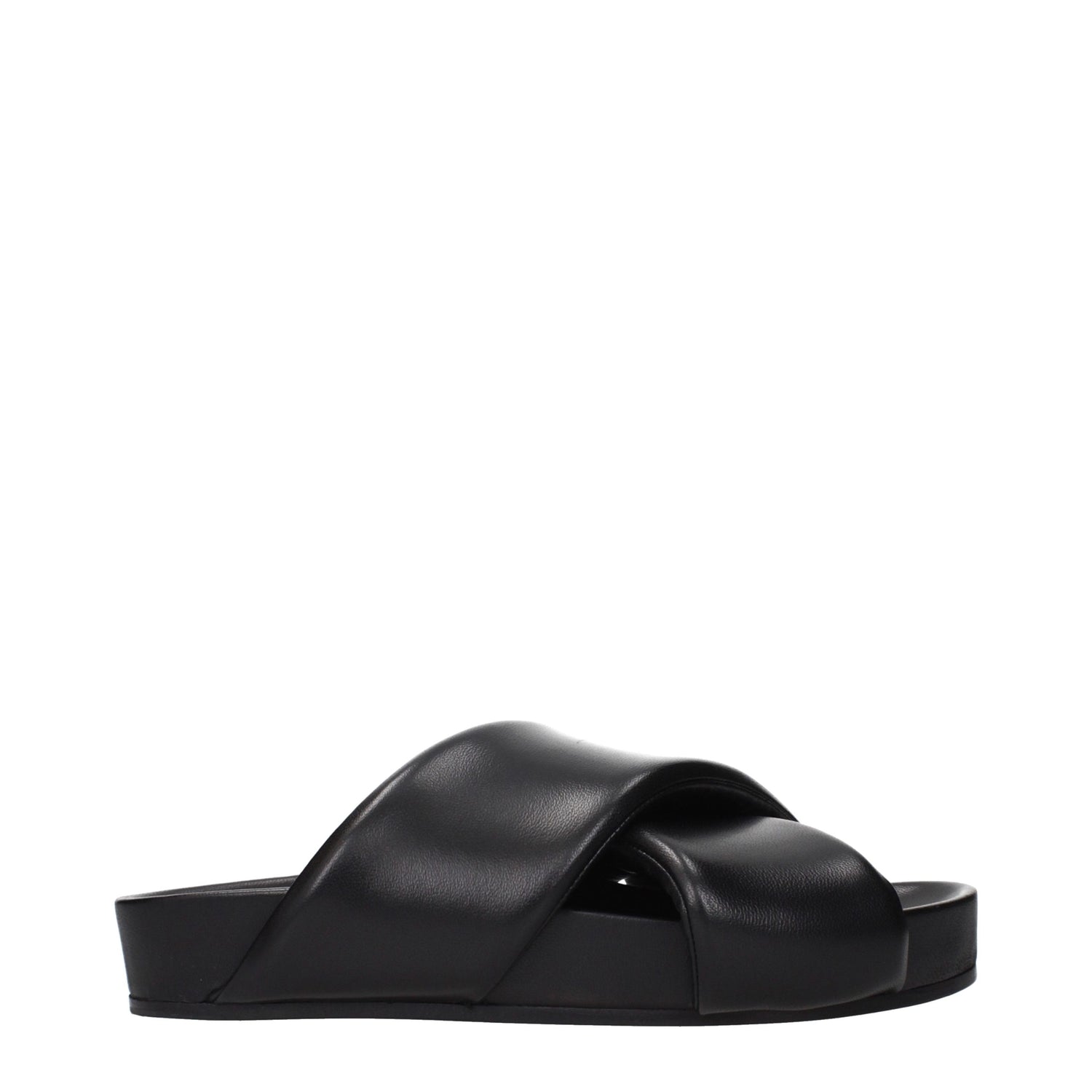 Black Leather Slippers