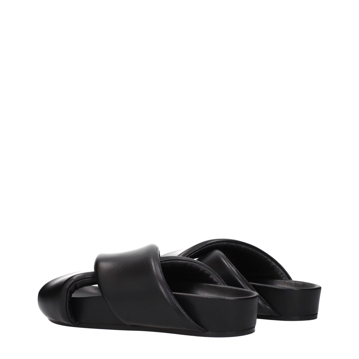 Black Leather Slippers