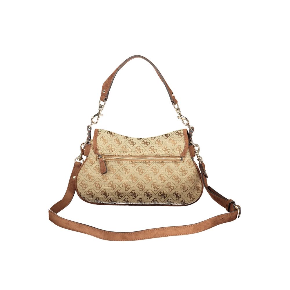 Beige Polyester Women's Bag with Adjustable Shoulder Strap