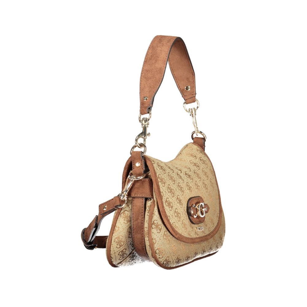 Beige Polyester Women's Bag with Adjustable Shoulder Strap