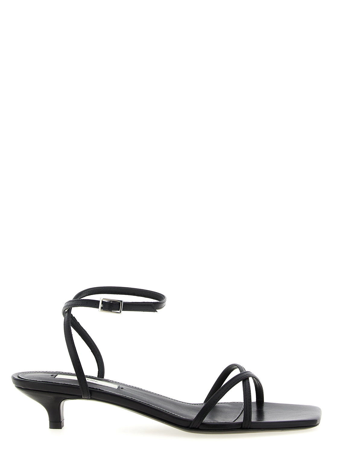 Black Leather Mid Heel Pumps