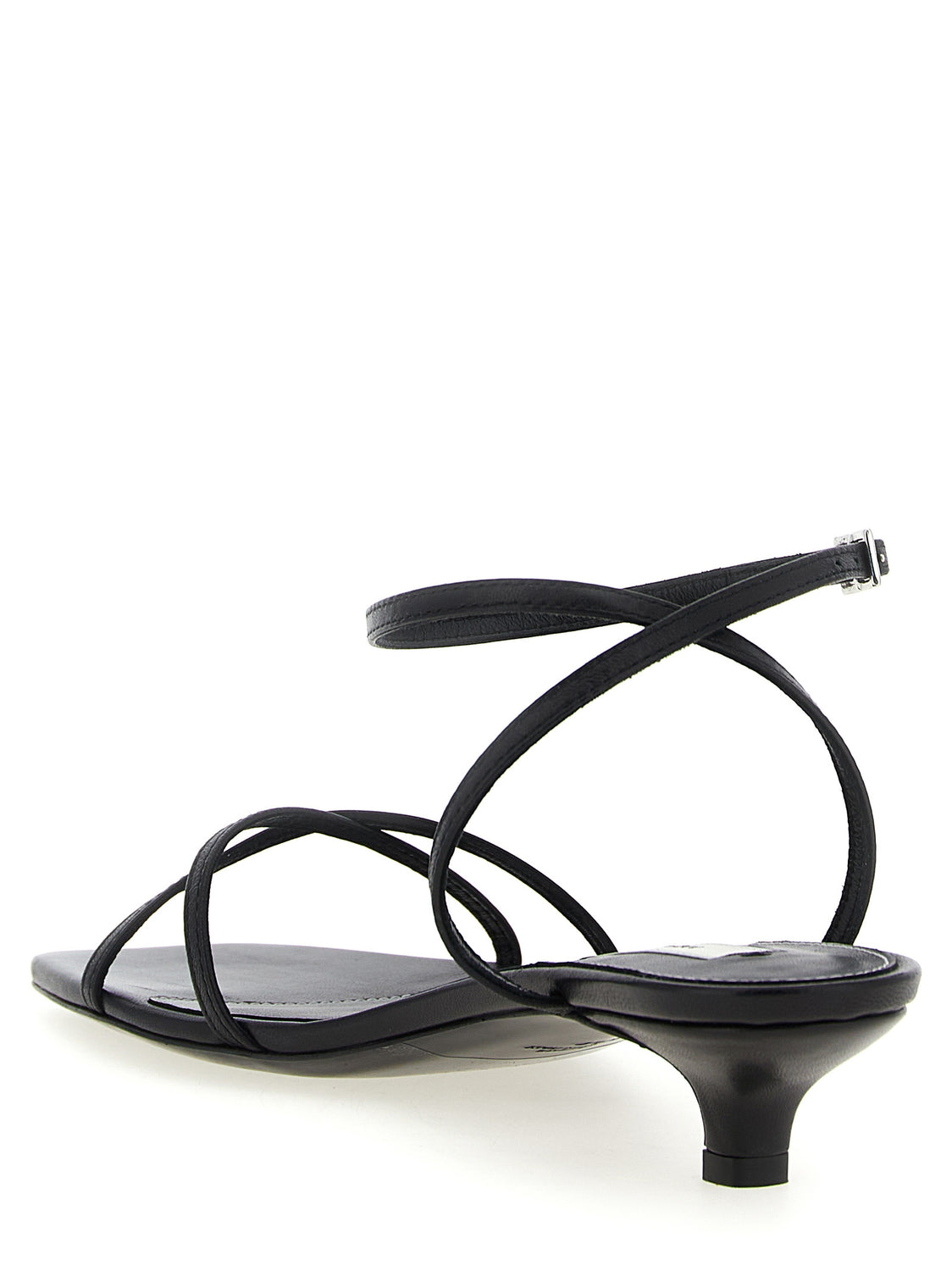 Black Leather Mid Heel Pumps