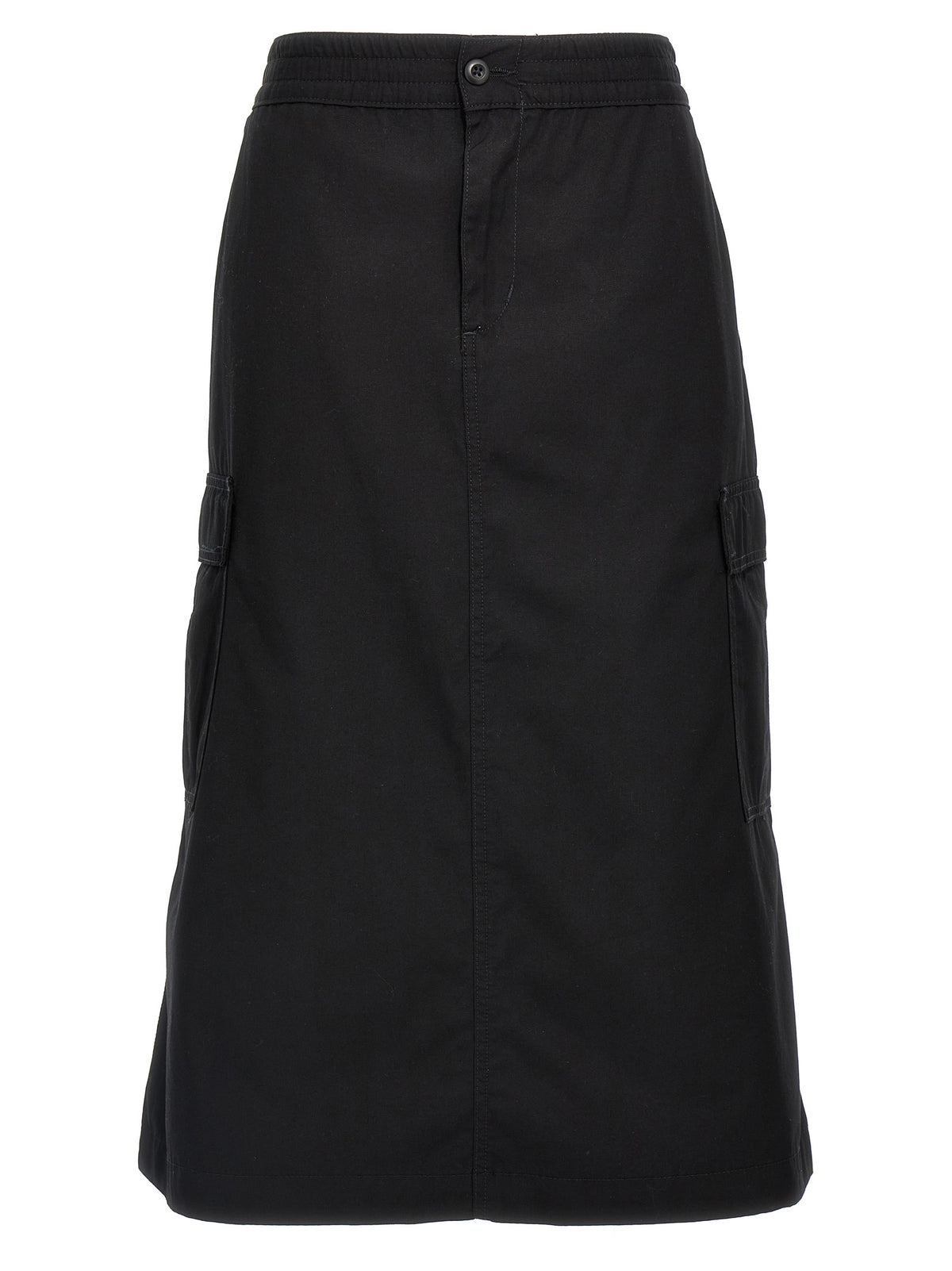 Black Cotton Midi Skirt