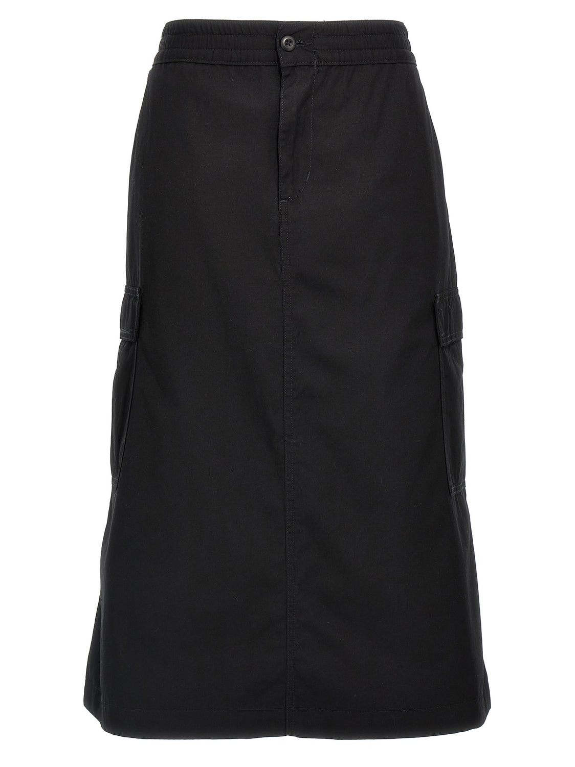 Black Cotton Midi Skirt