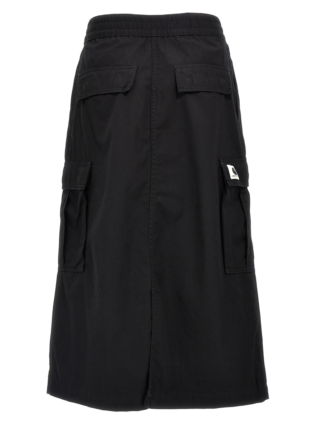 Black Cotton Midi Skirt