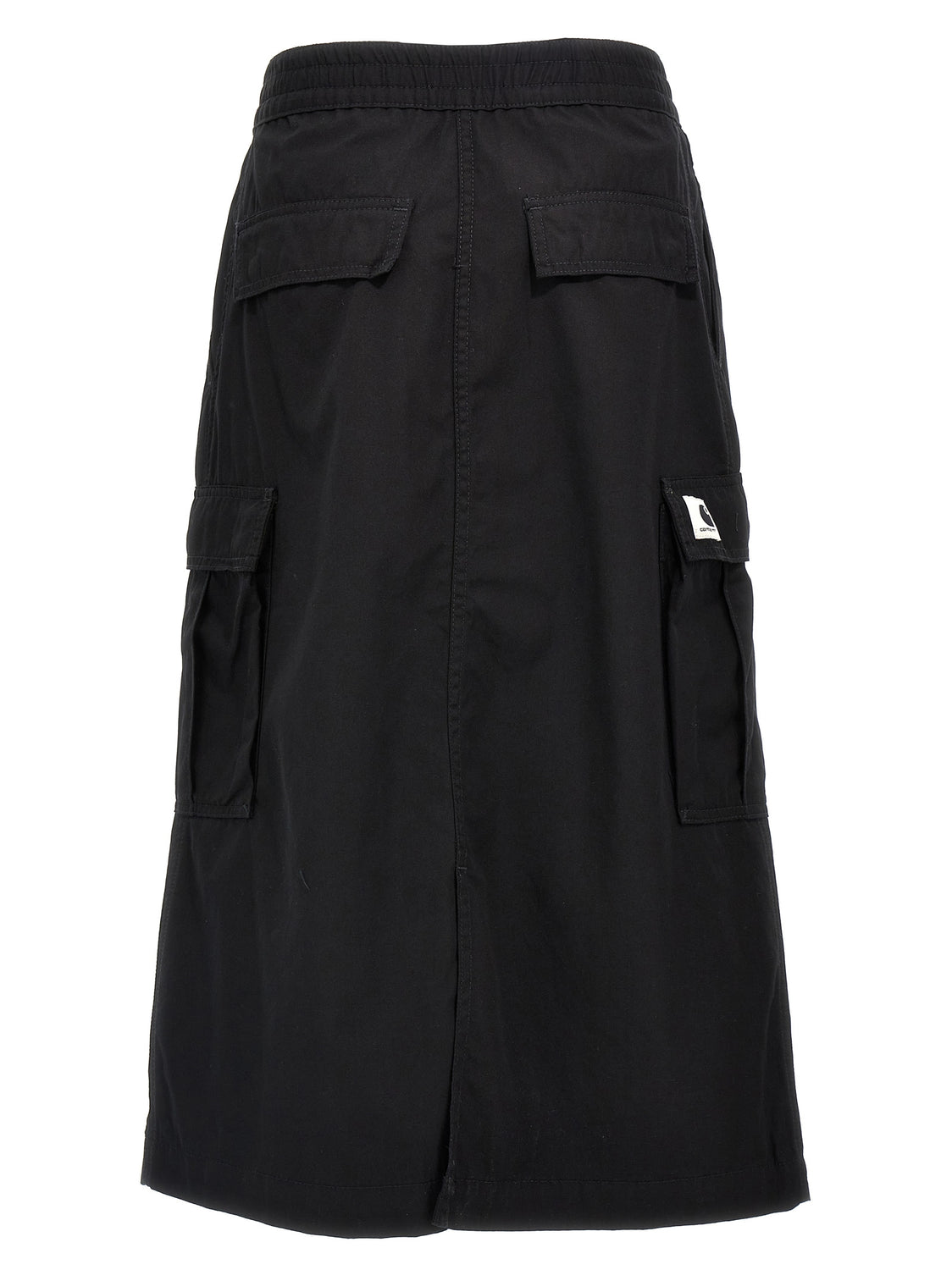 Black Cotton Midi Skirt