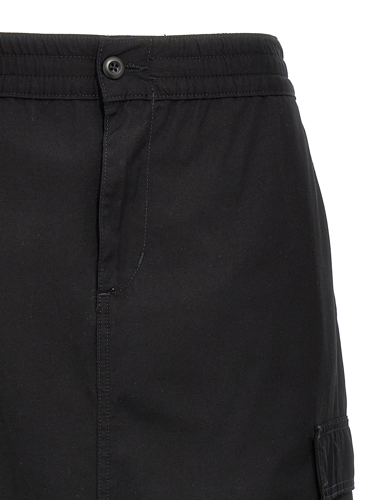 Black Cotton Midi Skirt