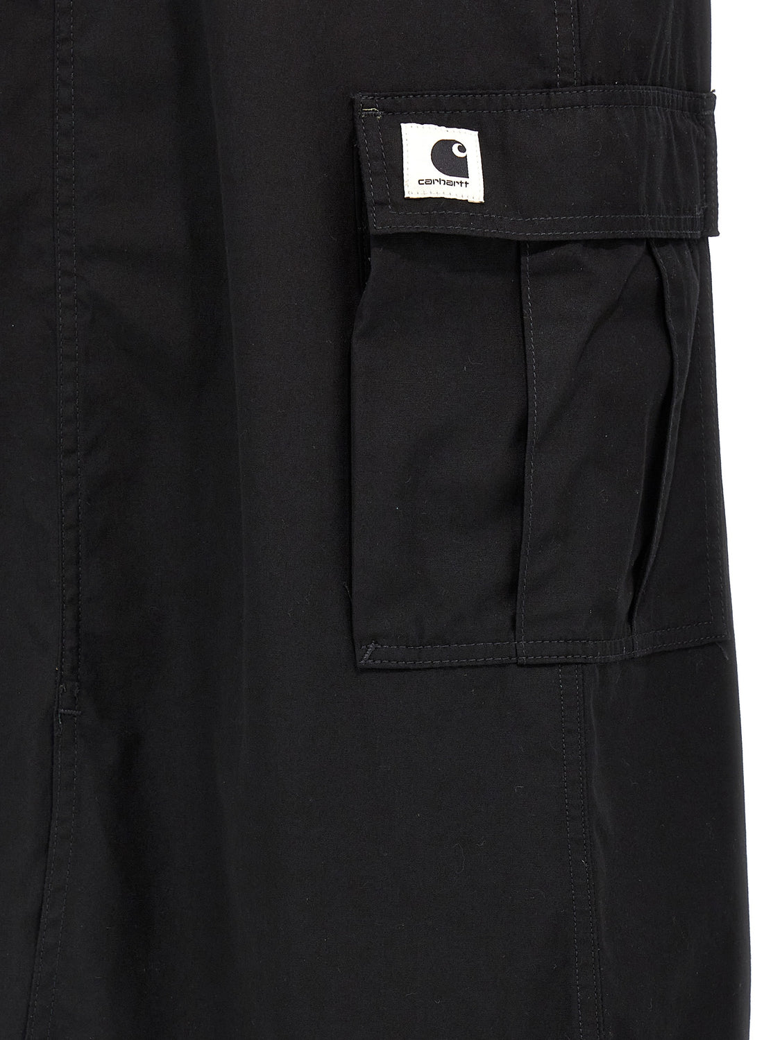 Black Cotton Midi Skirt
