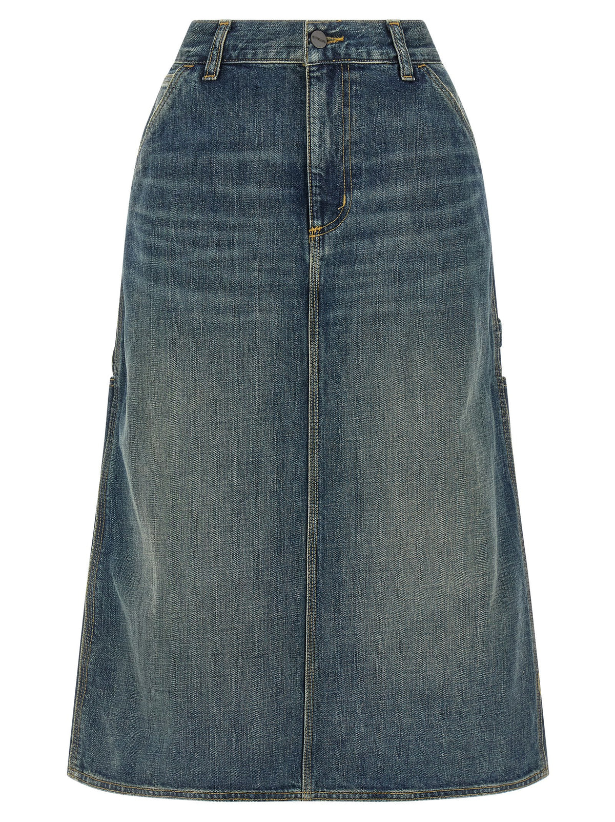 Blue Cotton Midi Skirt