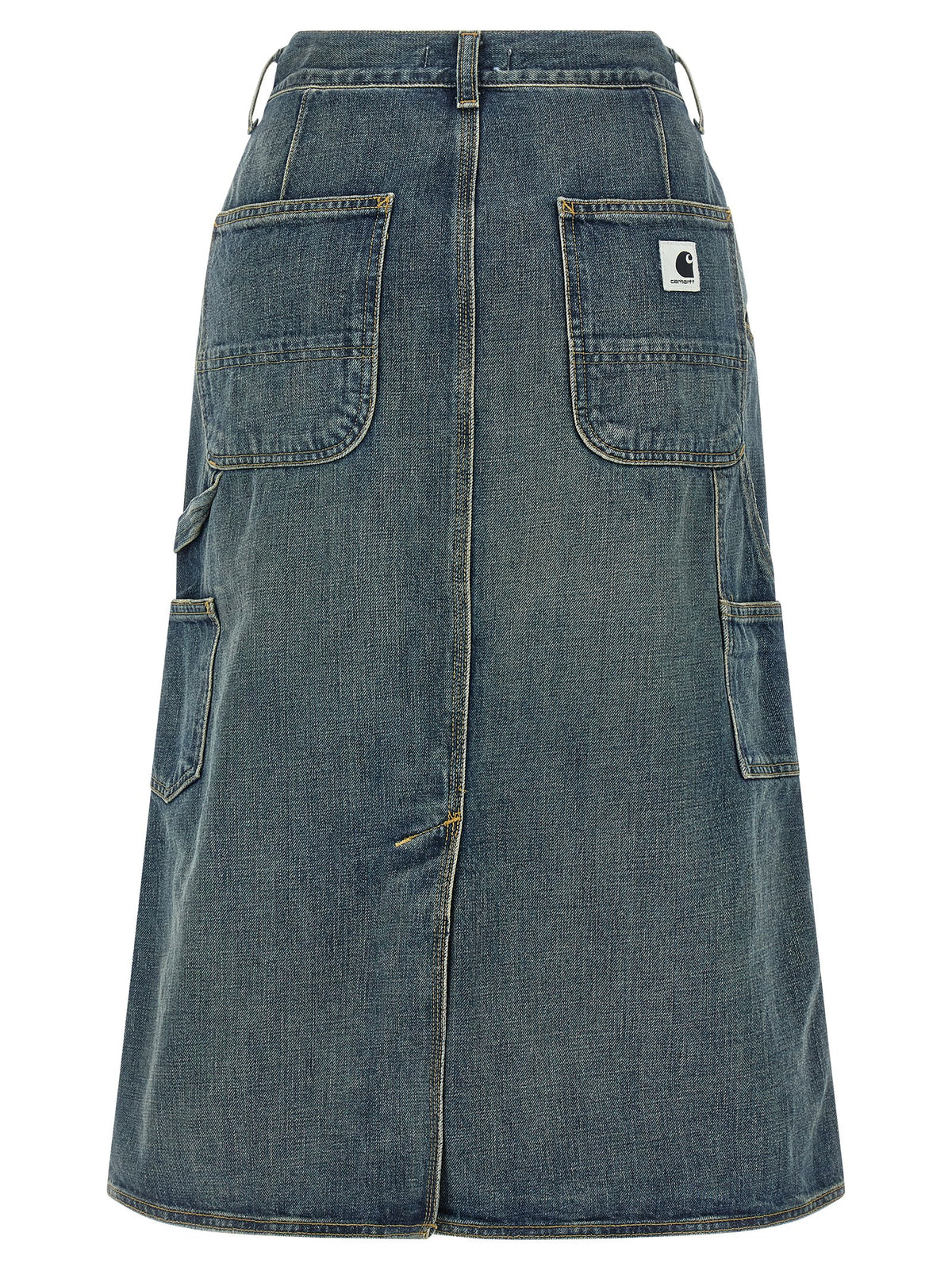 Blue Cotton Midi Skirt