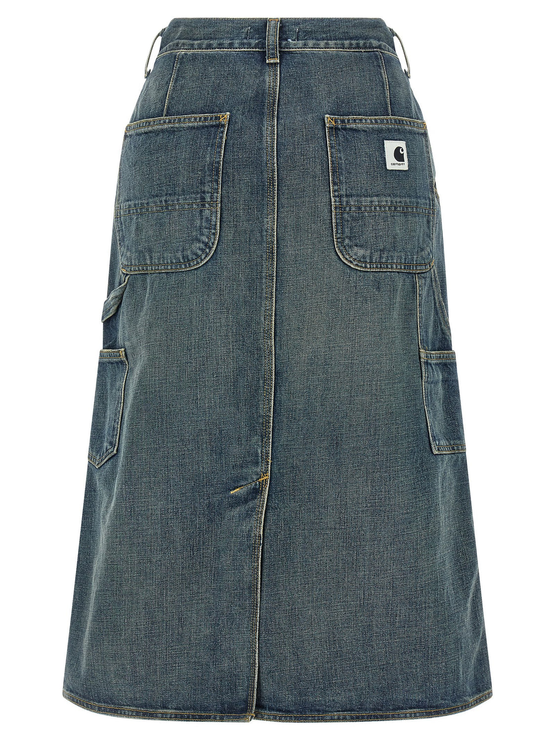 Blue Cotton Midi Skirt