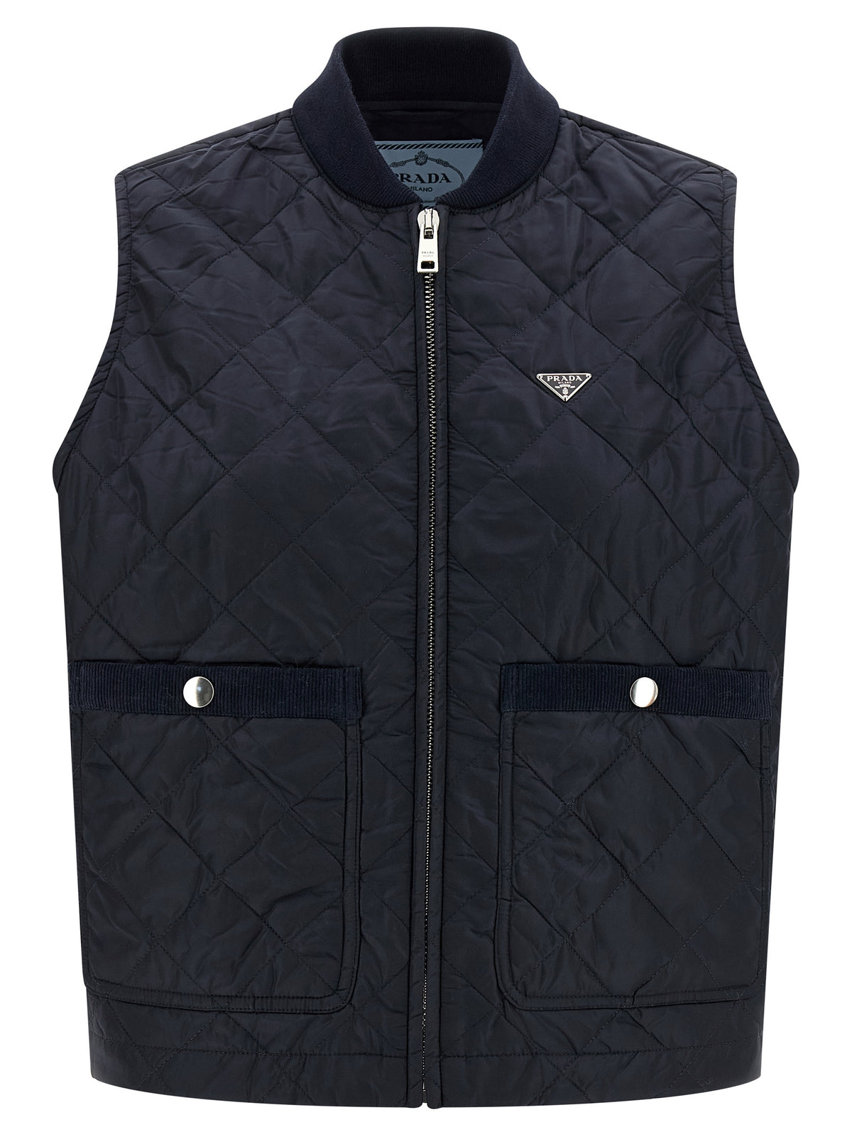 Blue Recycled Polyamide Sleeveless Jacket