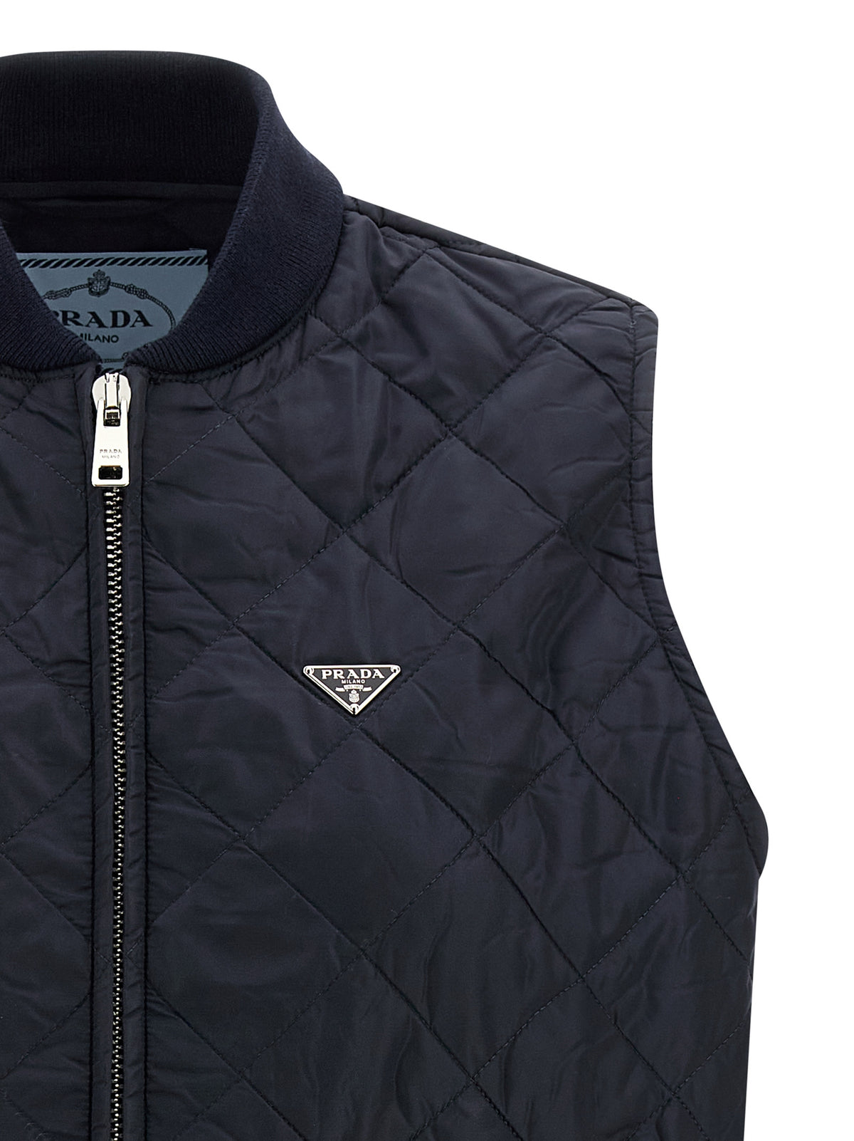 Blue Recycled Polyamide Sleeveless Jacket