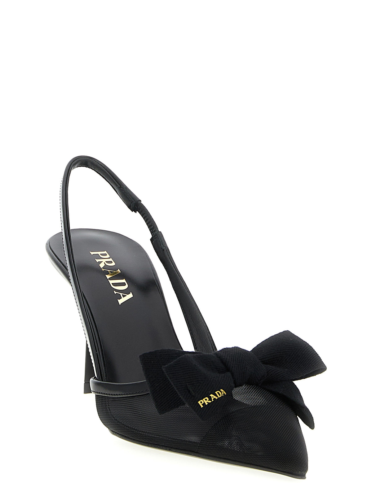 Black Polyamide Mid Heel Pumps