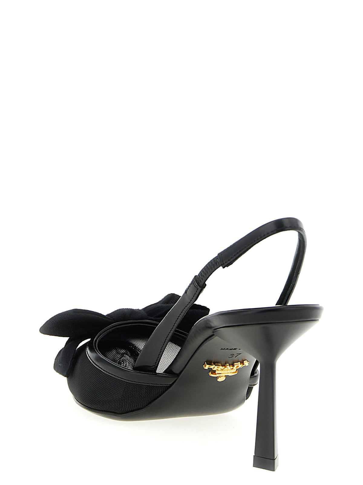 Black Polyamide Mid Heel Pumps