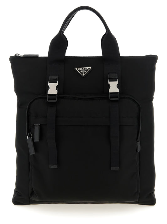 Black Recycled Polyamide Tote Bag