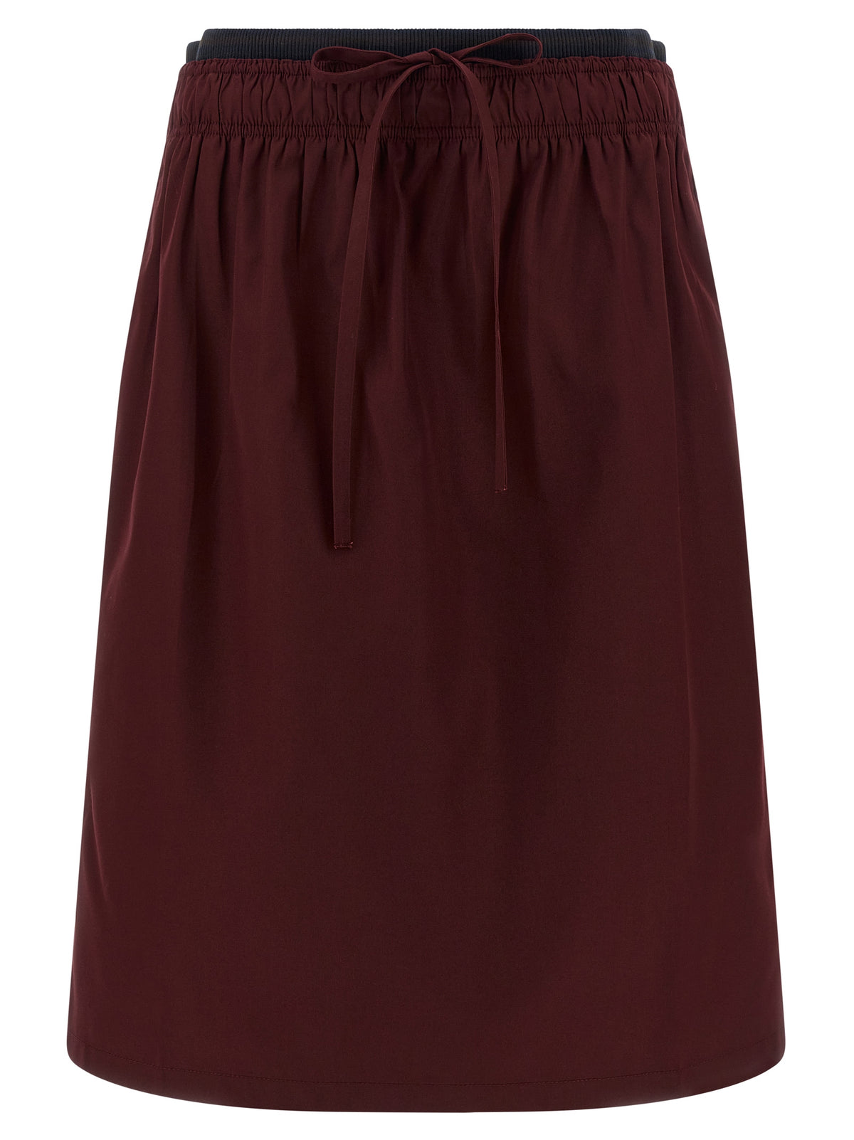 Bordeaux Polyester Midi Skirt
